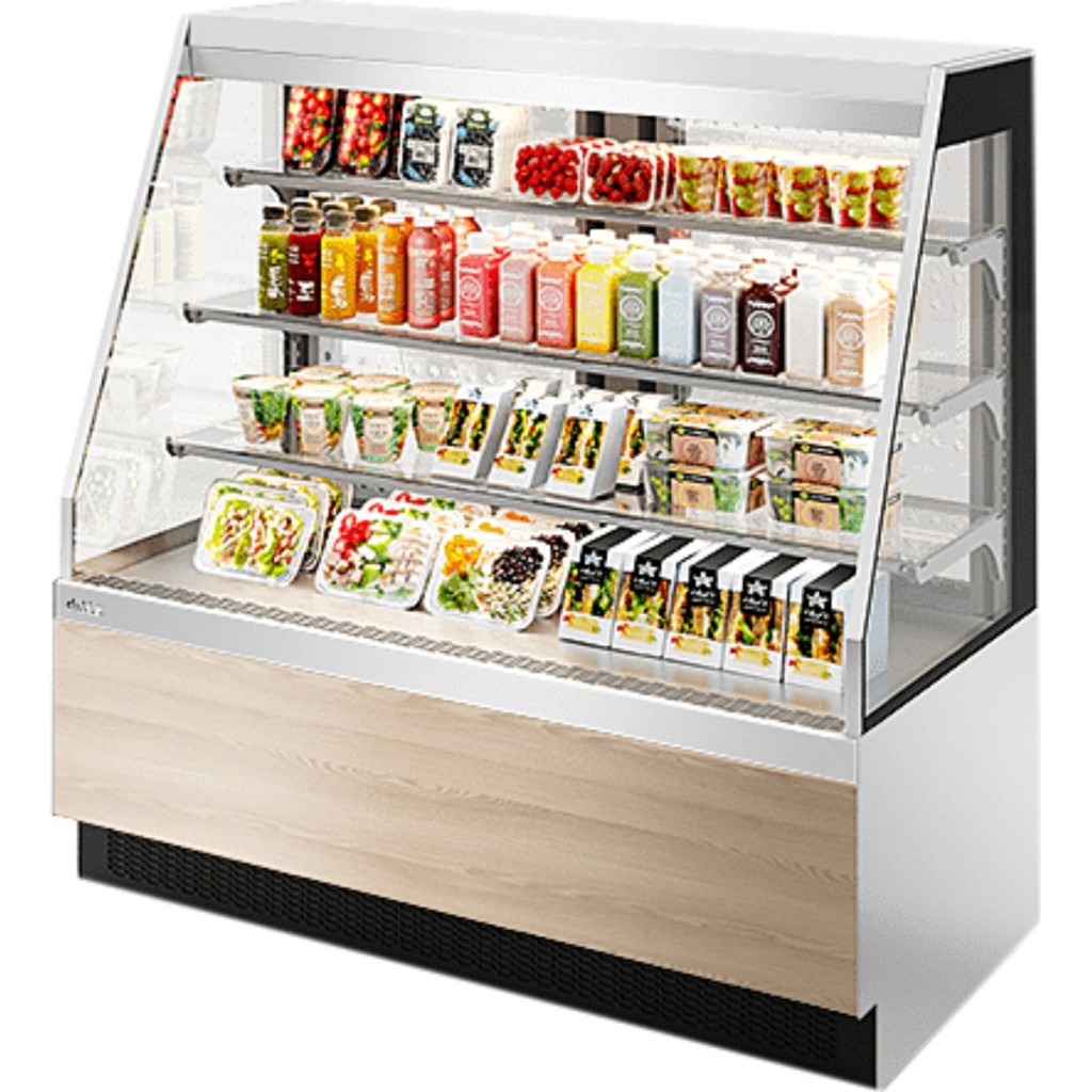 Витрина кондитерская Chilz VETE KUB OF 130 белый глянец, шлифованная нержавейка, ясень