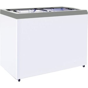 Ларь морозильный с прямым стеклом CRYSPI ЛВН 400 П (СF 400FQ) серый 5 корзин